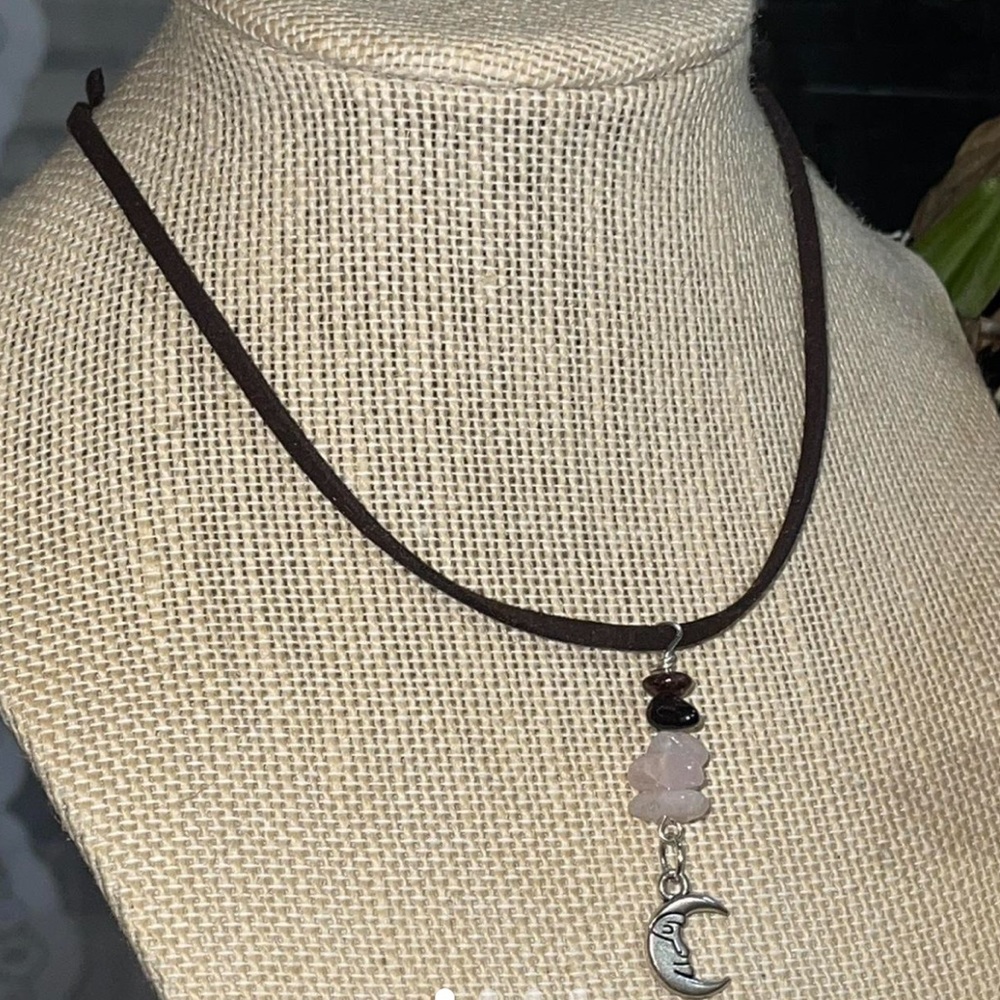 Crystal moon charm necklace